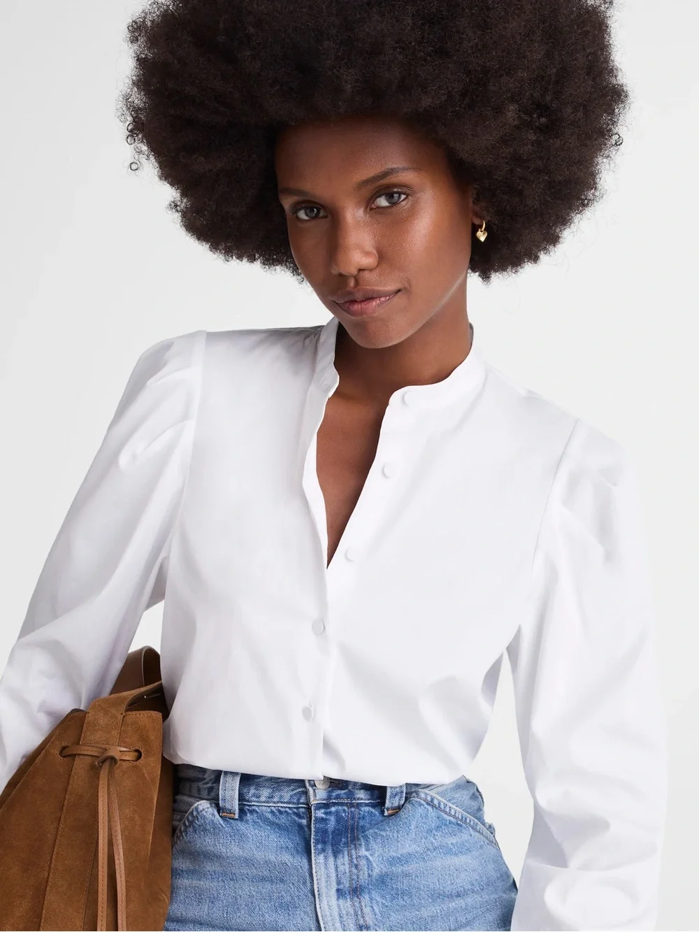 Madewell Puff-Sleeve Button-Up Shirt S